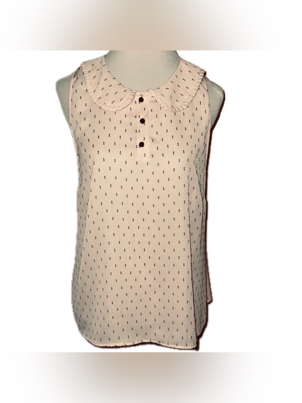 Elle Babydoll Pink Peter Pan Collar Sleeveless Top, Sz XL